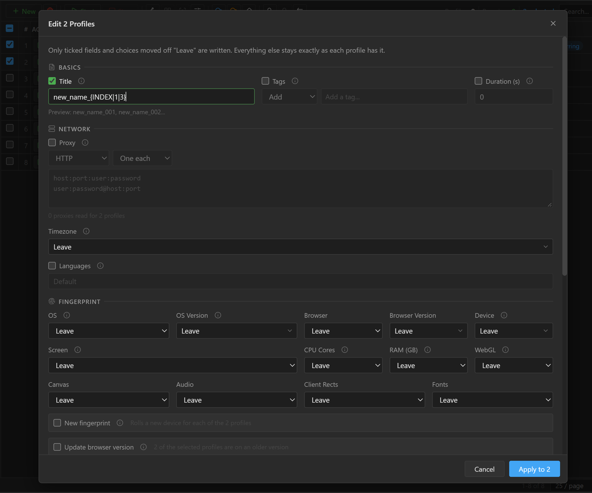 9Login Bulk Edit