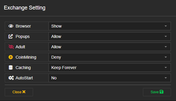 Exchange Setting